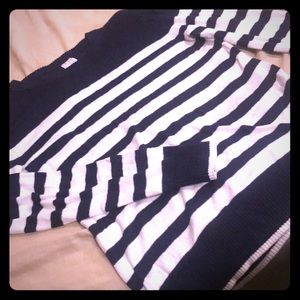 Navy blue and white striped sweater